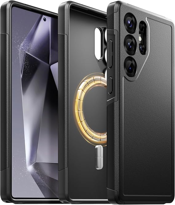 Magnetic for Samsung Galaxy S25 Ultra Case, Compatible with MagSafe, [Privacy Screen Protector] Slim Military Grade Protection Shockproof Phone Case for Galaxy S25 Ultra 6.8",Black | Magnetic