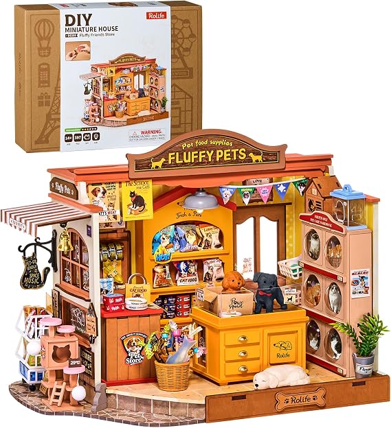 Rolife Pet Store DIY Miniature Dollhouse Kit Creative Gift for Adults