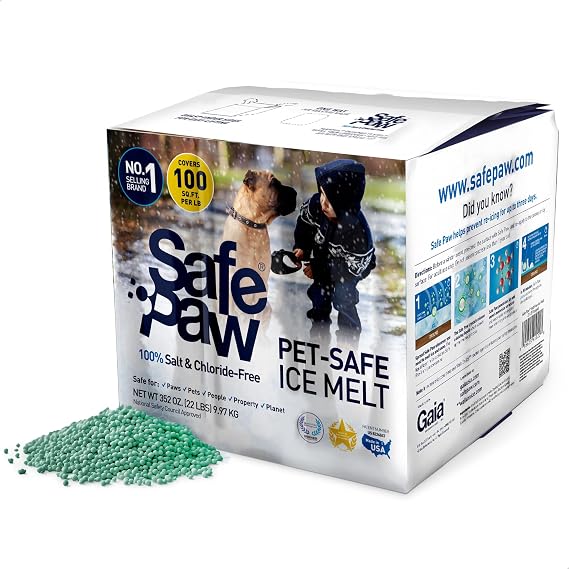 Safe Paw Pet Safe Ice Melt, Salt & Chloride-Free with Traction Agent, 22 lb