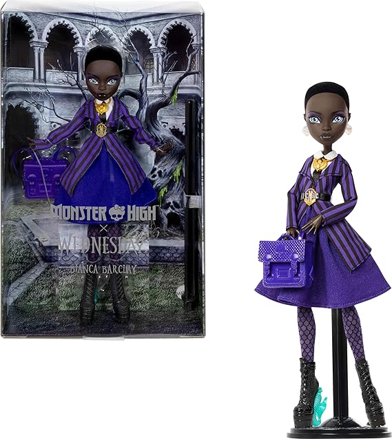 Monster High Koleksiyon Wednesday Bianca Bebek JDR71 | Nevermore Academy Uniform, Siren Muska, Sırt Çantası, Oyuncak Bebek Standı