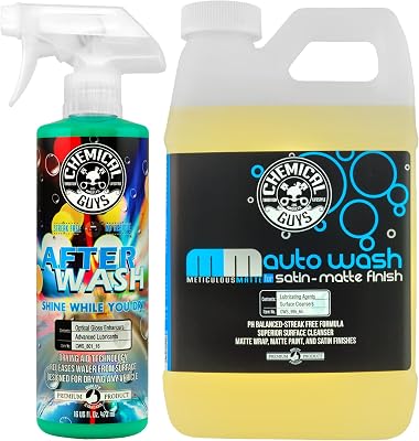 Chemical Guys CWS_995_64A Car Wash, Dry & Shine Bundle - Meticulous Matte Car Wash Soap, 64 oz Half Gallon  After Wash Gloss Boosting Drying Aid 16 oz 2 Items Works on Cars, Trucks, SUVs