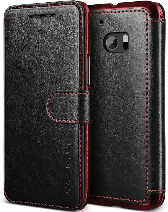 HTC 10 Case, VRS Design [Layered Dandy][Black] - [Premium Leather Wallet][Slim Fit][Card Slot] For HTC 10 Devices