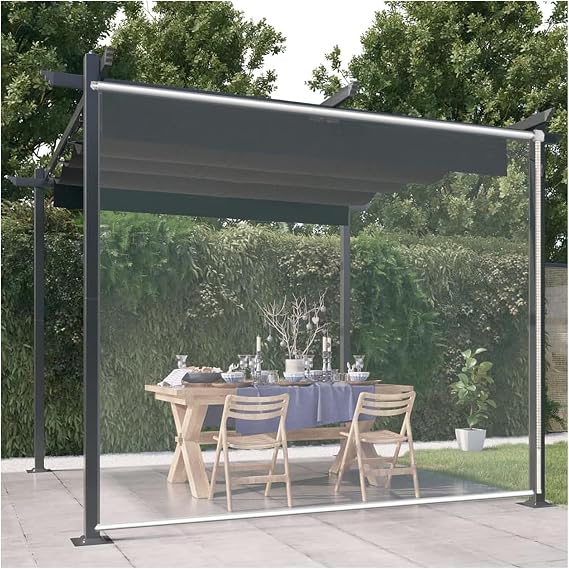 Clear PVC Roller Blinds, Waterproof Roll Up Shades for Outdoor Pergolas, Gardens, and Windows, Transparent Vinyl Rain Curtains