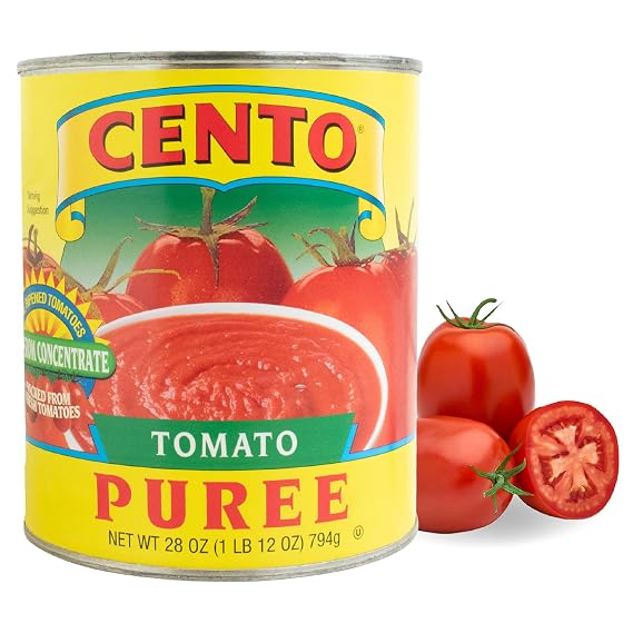 Cento Tomato Puree, 28 Oz, Thick Puree from Red, Ripe Tomatoes on the Vine, Seeded & Strained, Not from Concentrate for Marinara, Pasta, Salsa, Soup, Pizza Sauce - Gluten-Free, BPA Free, Non-GMO | Gluten-Free & BPA-Free; Seeded & Strained Vine-Ripened Tomatoes; Ideal for Marinara, Salsa, Soup and Pizza Sauce