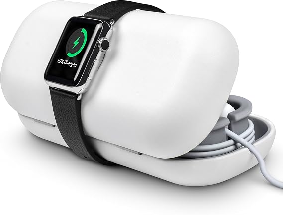 Twelve South TimePorter for Apple Watch, White | Apple Watch Accessory Travel case + Bedside Charging Stand