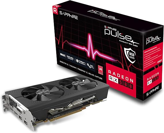 Sapphire Radeon 11265-05-20G Pulse RX 580 8GB GDDR5 Dual HDMI/DVI-D/Dual DP OC with Backplate (UEFI) PCI-E Graphics Card Graphic Cards