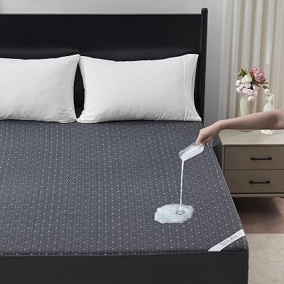 BEDLORE Queen Mattress Protector, Waterproof Noiseless Mattress Cover with Deep Pocket for 6-18 inches Mattress, Soft Breathable Mattress Pad Machine Washable Dark Gray