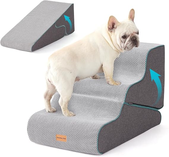 Gardner Pet 2-in-1 Height Adjustable Dog Steps for Sofa & Bed, Grey 35-42cm