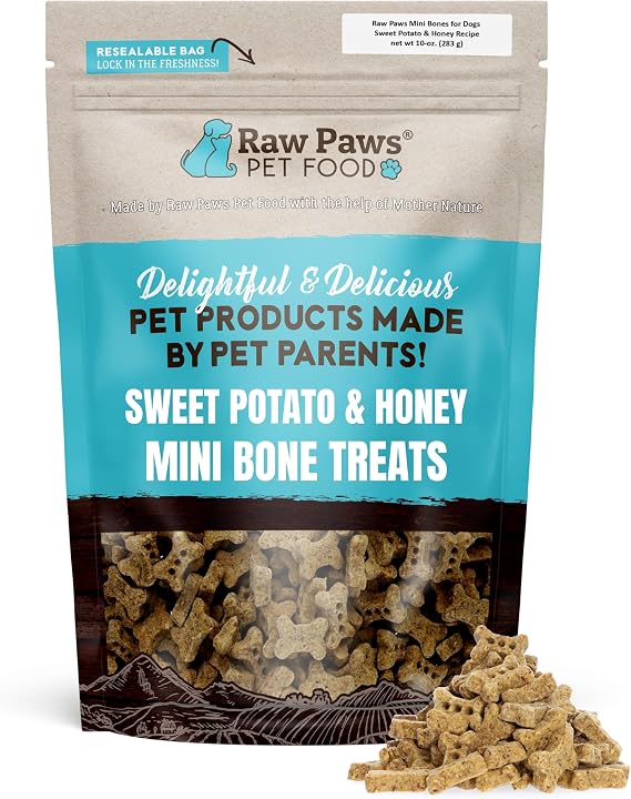 Raw Paws Mini Bones for Dogs - Sweet Potato & Honey, 10-oz - Dog Biscuits