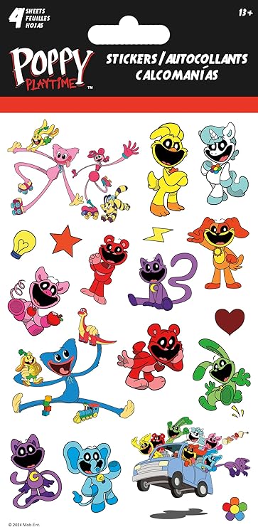 Poppy Play Time: Chapter 3 - Playtime Friends Standard Stickers - 4 Sheet