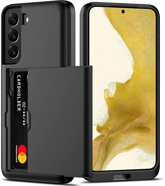 Nvollnoe for Samsung Galaxy S22 Case with Card Holder Black