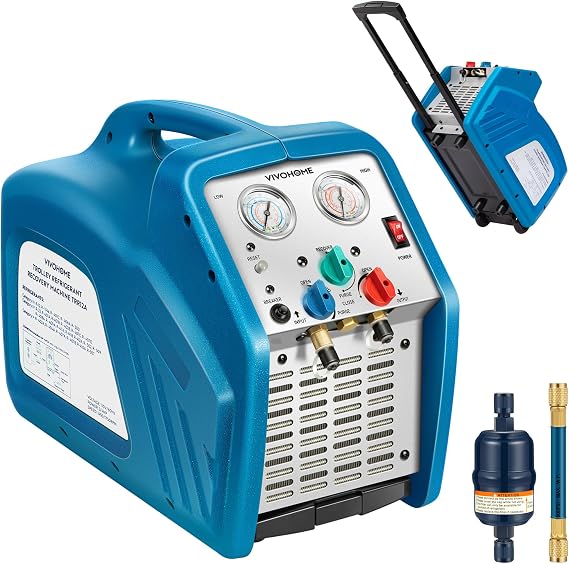 VIVOHOME 3/4 HP Trolley Design Portable HVAC Refrigerant Recovery Machine