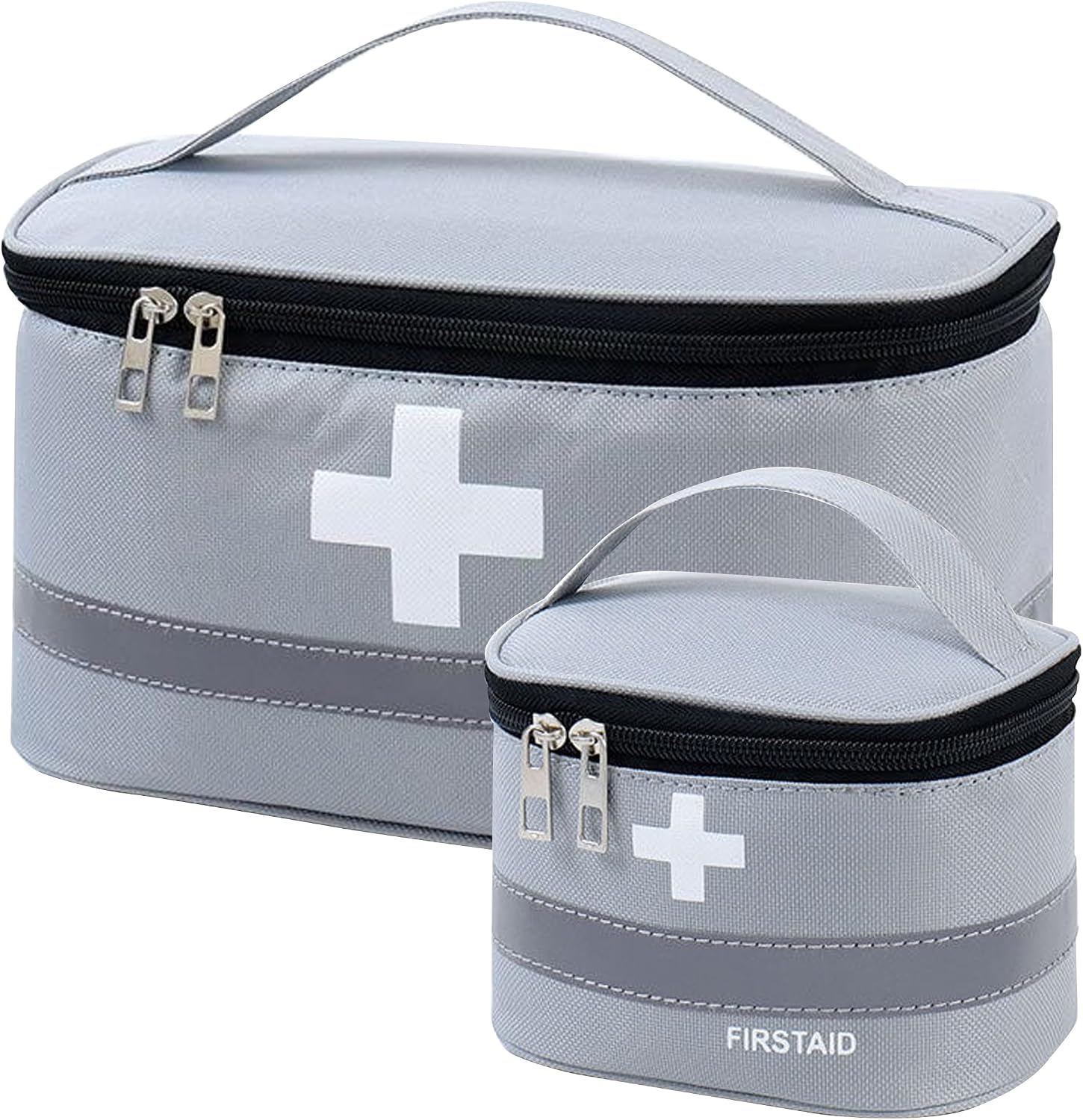 YqsIbth First Aid Bag Empty, 2 PCS First Aid Kit Bags, Small/Large First Aid Emergency Organizer Bags, Grey Medical Storage Bag, Portable First Aid Box Empty for Outdoor Camping Travel Work