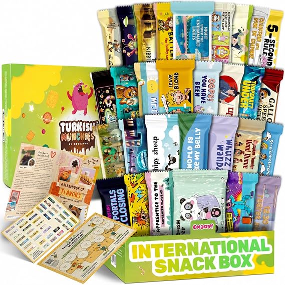 International Snack Box, Unique Experience with Universal Exotic Candies and Treats from around the World, Gift-Ready Foreign Foods in Packages Inspired by European, Japanese and Korean Cultures