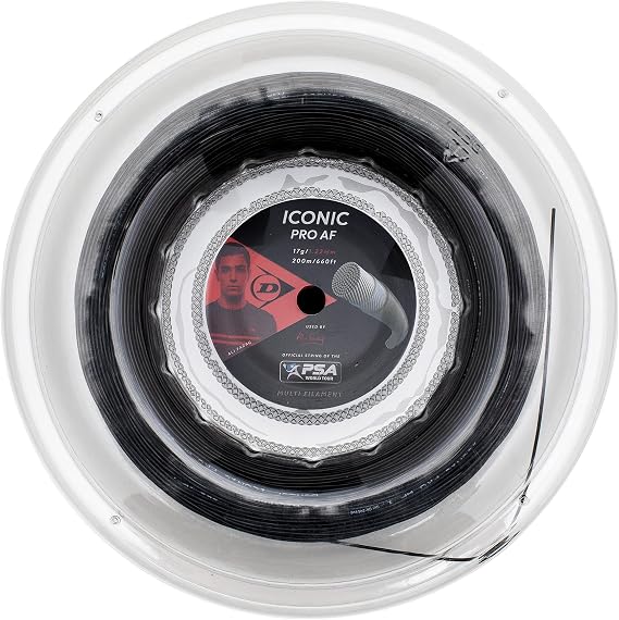 Dunlop Sports Iconic Pro AF Squash String, 17G, Black, 660' Reel