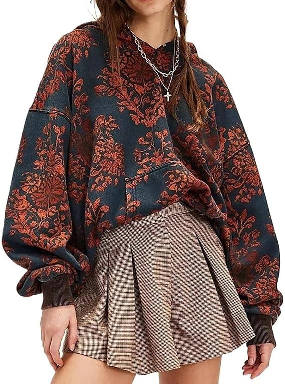 GGOOB Y2k Oversized Hoodies Women Vintage Camo Cheetach Print Hoodie Pullover Trendy Graphic Hooded Sweatshirt