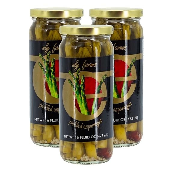 Ely Farms Pickled Asparagus Family Recipe, 16 oz Jar 3-Pack