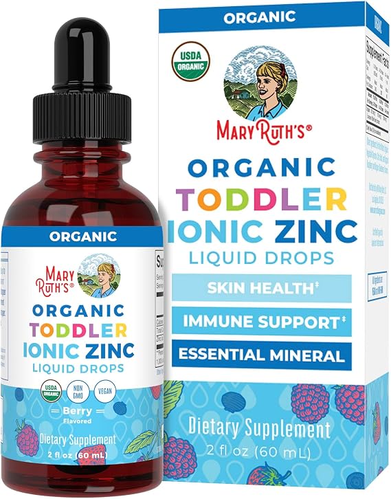 MaryRuth's Organic Toddler Zinc Liquid Drops, Berry Flavor, Vegan, 2 Fl Oz | Immune Support Supplement, Skin Health, Vegan, Formulated for Ages 1-3, 1 Month Supply
