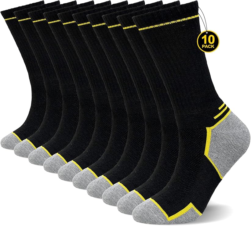 Mens Work Boot Socks: Heavy Duty Fully Cushioned Walking Crew Socks Women with Reinforced Toes & Heels Anti Blister for Builders Mechanics Engineers Workwear Outdoor