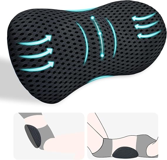 kasney Lumbar Support Pillow for Office Chair, Back Pillow, Black | Memory Foam Lumbar Pillow for Low Back Pain Relief, Ergonomic Streamline Car Seat, Office Chair, Recliner and Bed