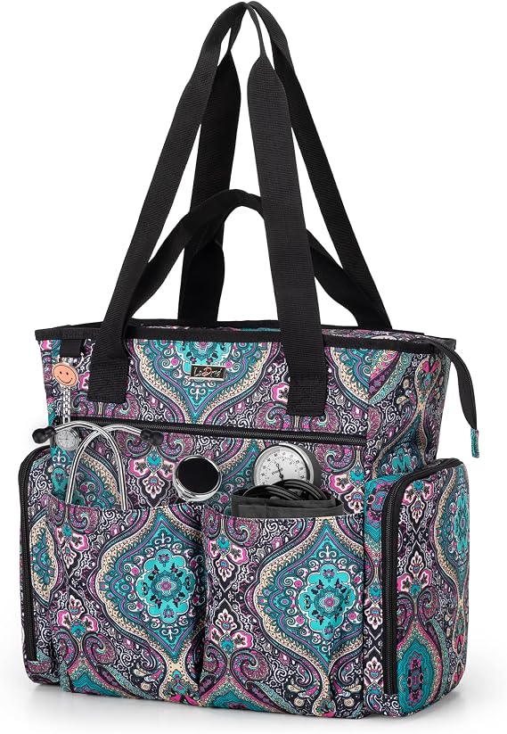 LoDrid Nurse Bag Work Tote with 15.6 Inch Laptop Storage Layer, Totem | Bottom Padded Pad, Medical Home Visiting Nurse Tote,Bag Only