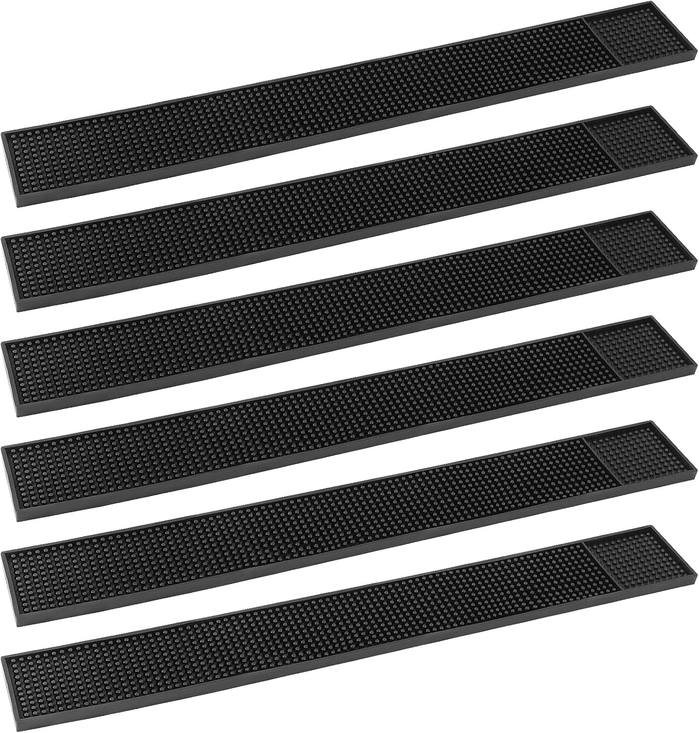 PINGEUI 6 PCS 24 x 3 Inches Black Rubber Bar Mat, Non-Slip Bar Service Spill Mat, Heat Resistant Dish Drying Bar Spill Mat for Counter Top, Cafe, Bar, Kitchen, Restaurant, Hotel