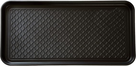 Stalwart 75-ST6012 All Weather Boot Tray-Water Resistant Plastic Utility Shoe Mat for Indoor and Outdoor Use in All Seasons (Black), Large