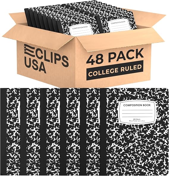 Composition Notebook College Ruled Composition Notebooks Bulk Marble College Ruled Notebook Hard Cover 100 sheets, 200 Pages 9.75 x 7.25