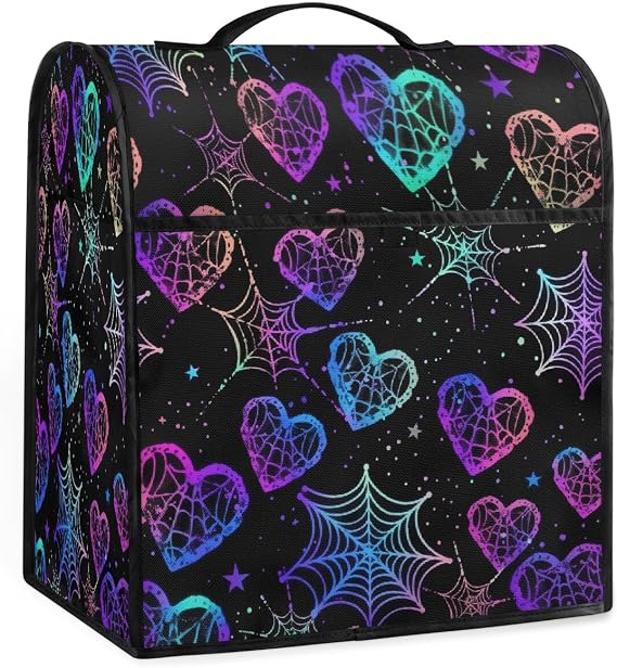 Mixer Cover Colorful Love Heart Spider Web Kitchen Stand Mixer Cover 5-8 Quart with Pockets Coffee Maker Blender Dust Cover Appliance Covers