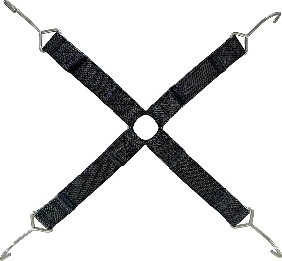 Marcobrothers Flat Bungee Cord with Hook Heavy Duty, Cross Shaped Binding Elastic Bungee Cargo Net (Black, 48 inches)