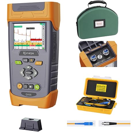 QX55 PON Online Fiber OTDR Tester 1310/1550/1625nm 32/30/28dB Built in VFL, Link Map, Dual Wavelengths Testing, Accurate Test Rusult+ SM G652D OTDR Launch Cable Box 1KM