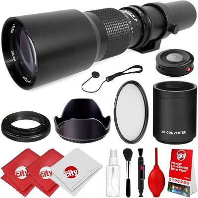 Opteka 500mm1000mm f8 Manual Telephoto Lens for Nikon F D6, D5, D4, Df, D850, D810, D800, D780, D750, D610, D500, D7500, D7200, D7100, D5600, D5500, D5300, D5200, D5100, D3500, D3400, D3300, D3200
