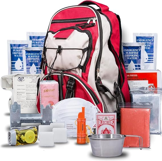 Blue Seventy-Two - Pro Series - Red Deluxe 72 Hour Emergency Backpack Survival Kit for 1 Person | Survival Kits for Emergencies (Includes Water Tablets)