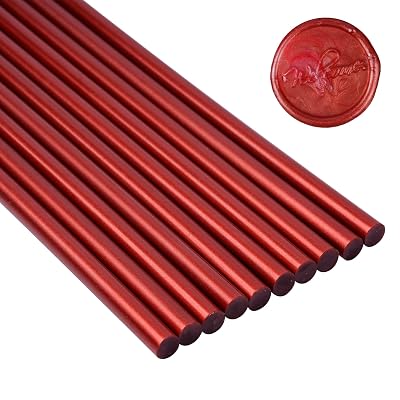 10 Pieces Sealing Wax Glue Sticks, 8 Inch Long Mini Hot Glue Gun Sticks for Envelopes, Wedding Invitations, Cards, DIY Art Craft 7mm Diameter, Red