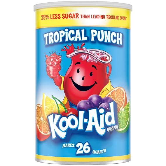 Kool-Aid Caffeine Free Jumbo Tropical Punch Sweetened Powdered Drink Mix 1 Count 63 oz Canister