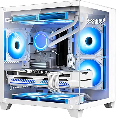 Panorama Gaming PC Desktop - AMD Ryzen 7 5700G 3.8 GHz 8-Core, RTX 4070 Super 12G, 16GB DDR4 RAM 3200, 1TB M.2 PCIE SSD, 650W PSU, Windows 11 Pro 64-bit Desktop Computer, White