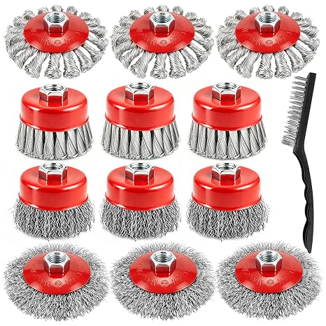 13-Pack Wire Wheel for Angle Grinder, Heavy Knotted & Crimped Brush
