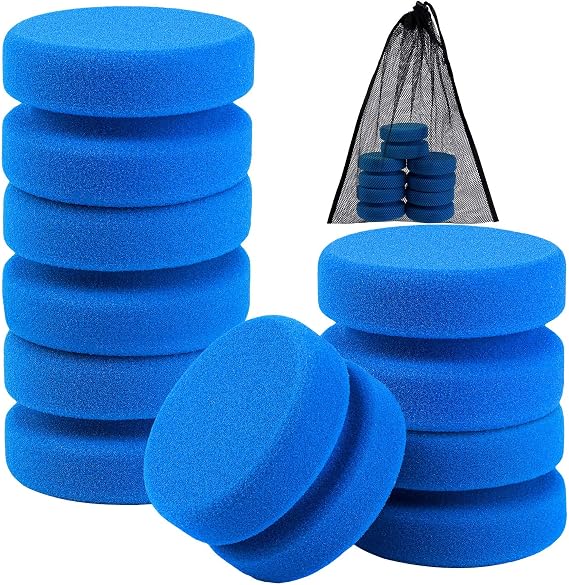 Aodaer 6 PCS Paint Sponge Applicator Blue Round Detail Painting Sponge for Car Waxing Wall Repairing Kitchen Cleaning Art Crafts Sponges with Mesh Bag 3.1 Inches