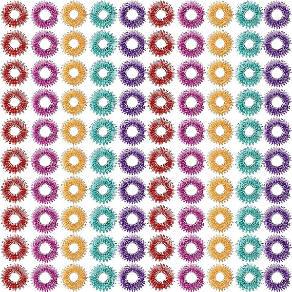Tondiamo 100 Pack Spiky Sensory Acupressure Finger Rings,Bright Colors