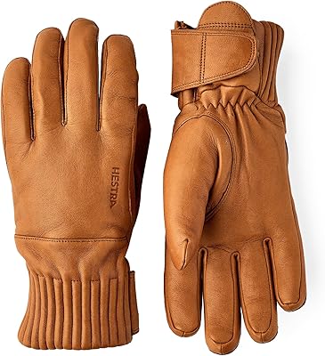 Hestra Unisex Idre Wool 5-Finger Leather Glove, Wool Insulated Alpine Skiing Winter Gloves for Men & Women
