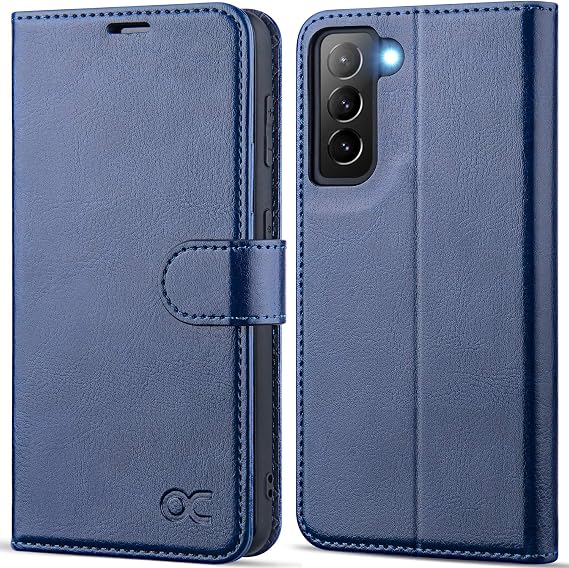 OCASE Compatible with Galaxy S21 5G Wallet Case, PU Leather Flip Folio Case with Card Holders RFID Blocking Kickstand [Shockproof TPU Inner Shell] Phone Cover 6.2 Inch (2021) - Dark Blue | Card Holders, Kickstand, Shockproof TPU Shell,Magnetic Closure, Protective Flip Folio Cover-Dark Blue