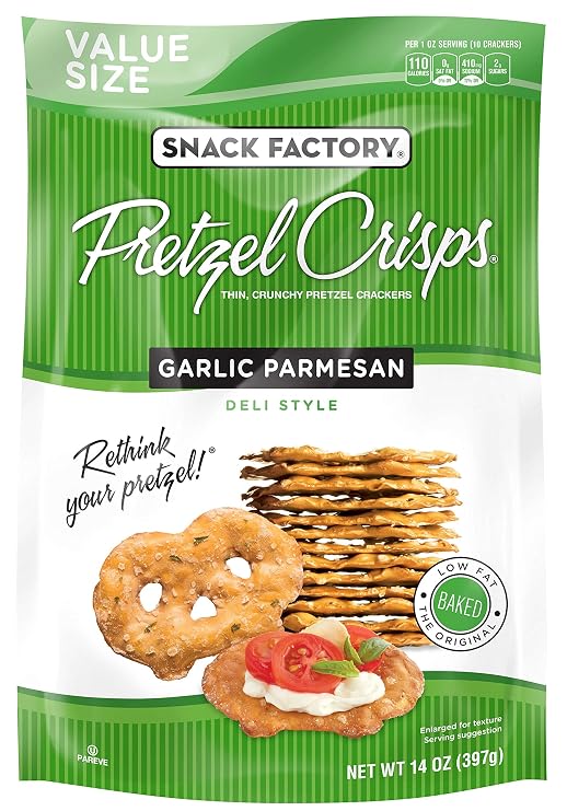 Snack Factory Pretzel Crisps, Garlic Parmesan, 14 Ounce