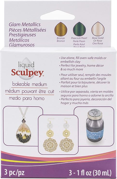 Polyform Sculpey Liquid Medium-Glam Metal 3 x 29 ml, 29 ml,ALSGLM1