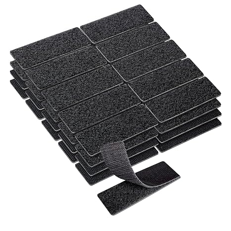 KING MOUNTAIN 1x3 Inch Hook and Loop Strips, 20 Sets Nylon Self Adhesive Tape, Double Sided Strong Back Adhesive Tape and Dots for Office, Home and Crafting, Heavy Duty, Black