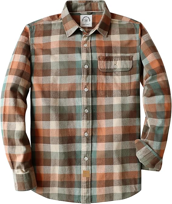 Dubinik 6 oz Flannel Shirt for Men Long Sleeve Button Down Cotton Plaid