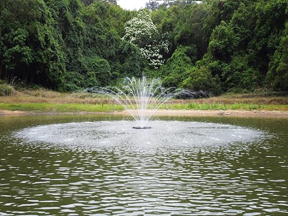 FS02 110V, 1/2 HP Large Pond Floating Fountain, Oil Free Pump 9000 GPH with 100 Cord, Two Spray Patterns Included