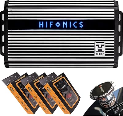 Hifonics ZTH-1225.1D Zeus Theta Compact Mono Channel Car Audio Amplifier Silver – Class D Amp, 1200-Watt Built-in Bass Control, Bass Remote Included with 3 Gravity Phone Holder Bundle
