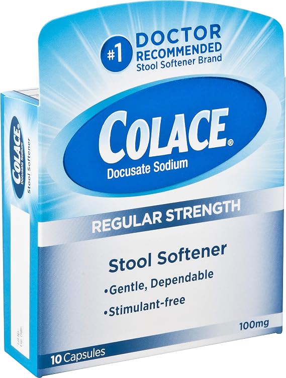 Colace Docusate Sodium Stool Softner, 100 mg Capsules, 10 Count
