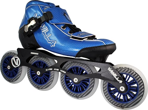 VNLA Carbon Speed Inline Skates - ABEC-9 Bearings | 7000 Series Aluminum Frame - 85A Urethane Wheels - Heat-Moldable - Available colors Blue or Green