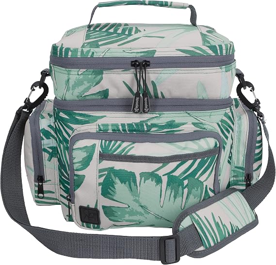 KOOZIE Dual Compartment Cooler Lunch Bag for Women - Large Double Decker Insulated Lunch Box with Removable Shoulder Strap - Resuable Lunch Tote for Work, Travel, Beach, Picnic